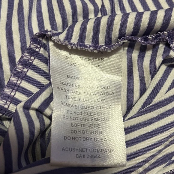 FootJoy FJ Men Golf Purple White Striped Polo Short Sleeve Shirt Size Large Logo - Picture 6 of 7